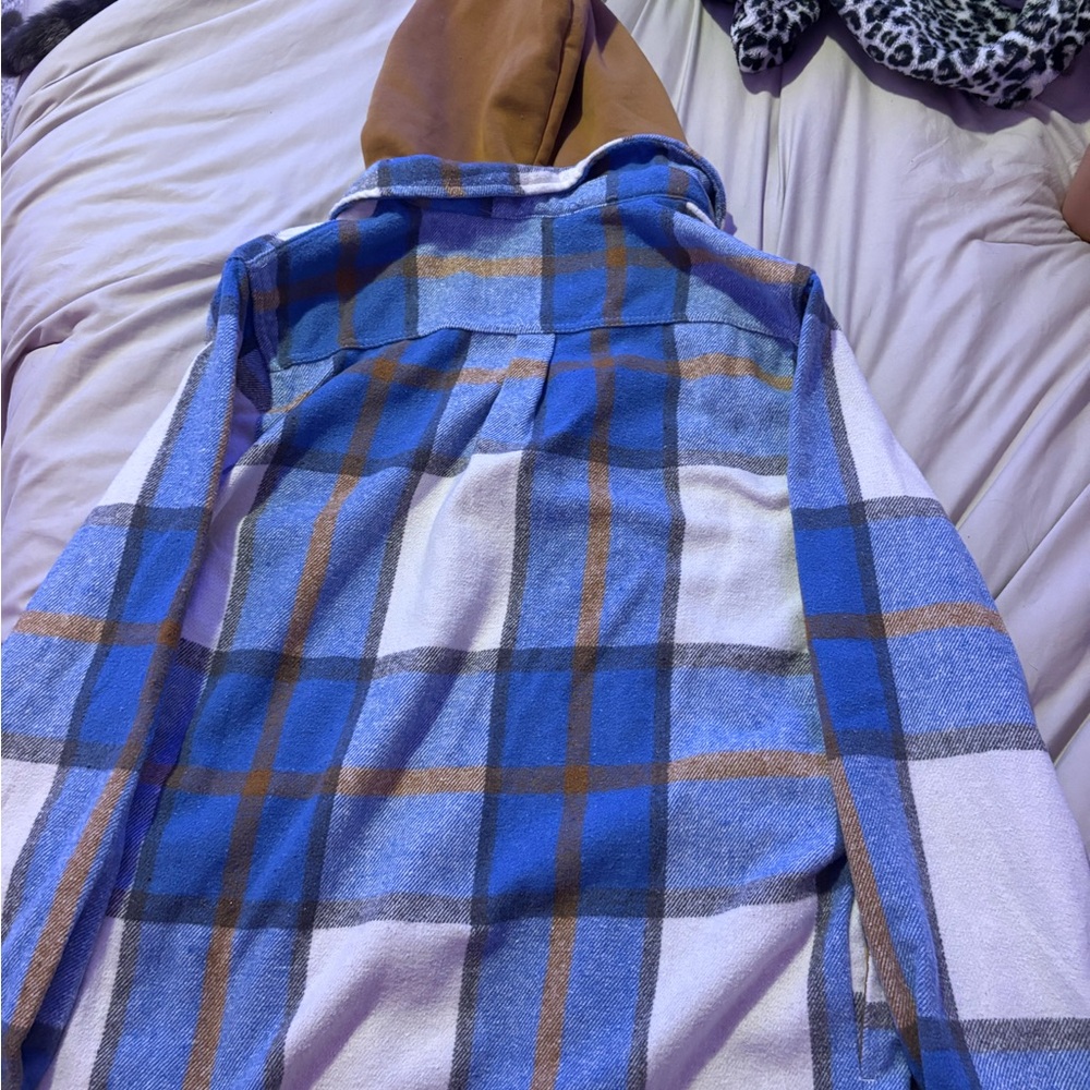 Blue White and Brown Plaid Jacket